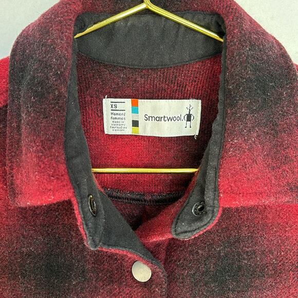 Smartwool Merino Wool Shacket Jacket Red Black Plaid Anchor Line Women’s Size XS - Picture 4 of 11